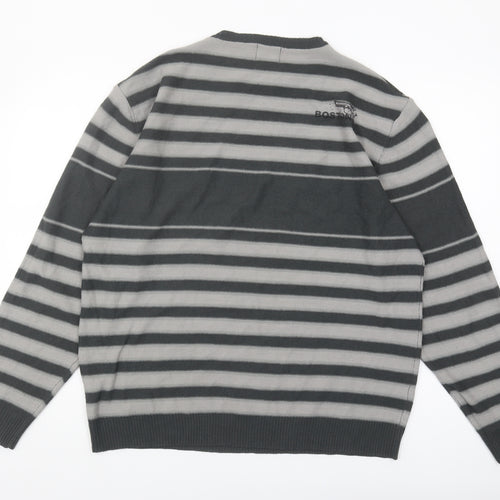 Giorgio Men's XL Grey Striped Pullover Jumper