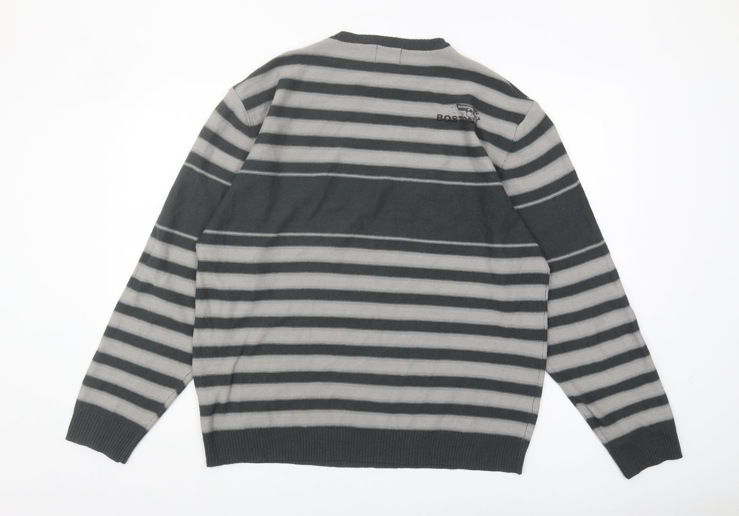 Giorgio Men's XL Grey Striped Pullover Jumper