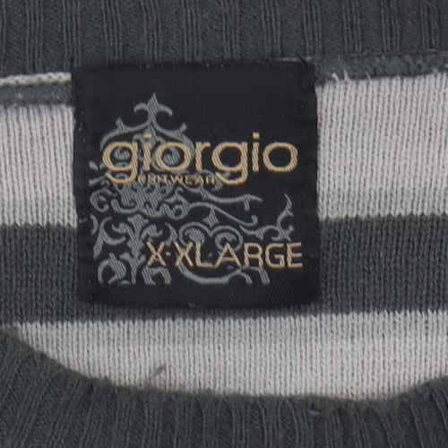 Giorgio Men's XL Grey Striped Pullover Jumper