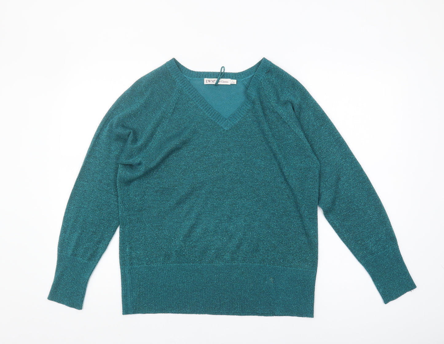 EWM Women's Green V-Neck Jumper Size 18-20
