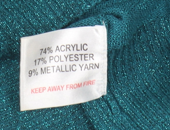 EWM Women's Green V-Neck Jumper Size 18-20