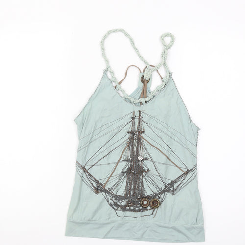 Karen Millen Women's Green Nautical Tank Top Size 8