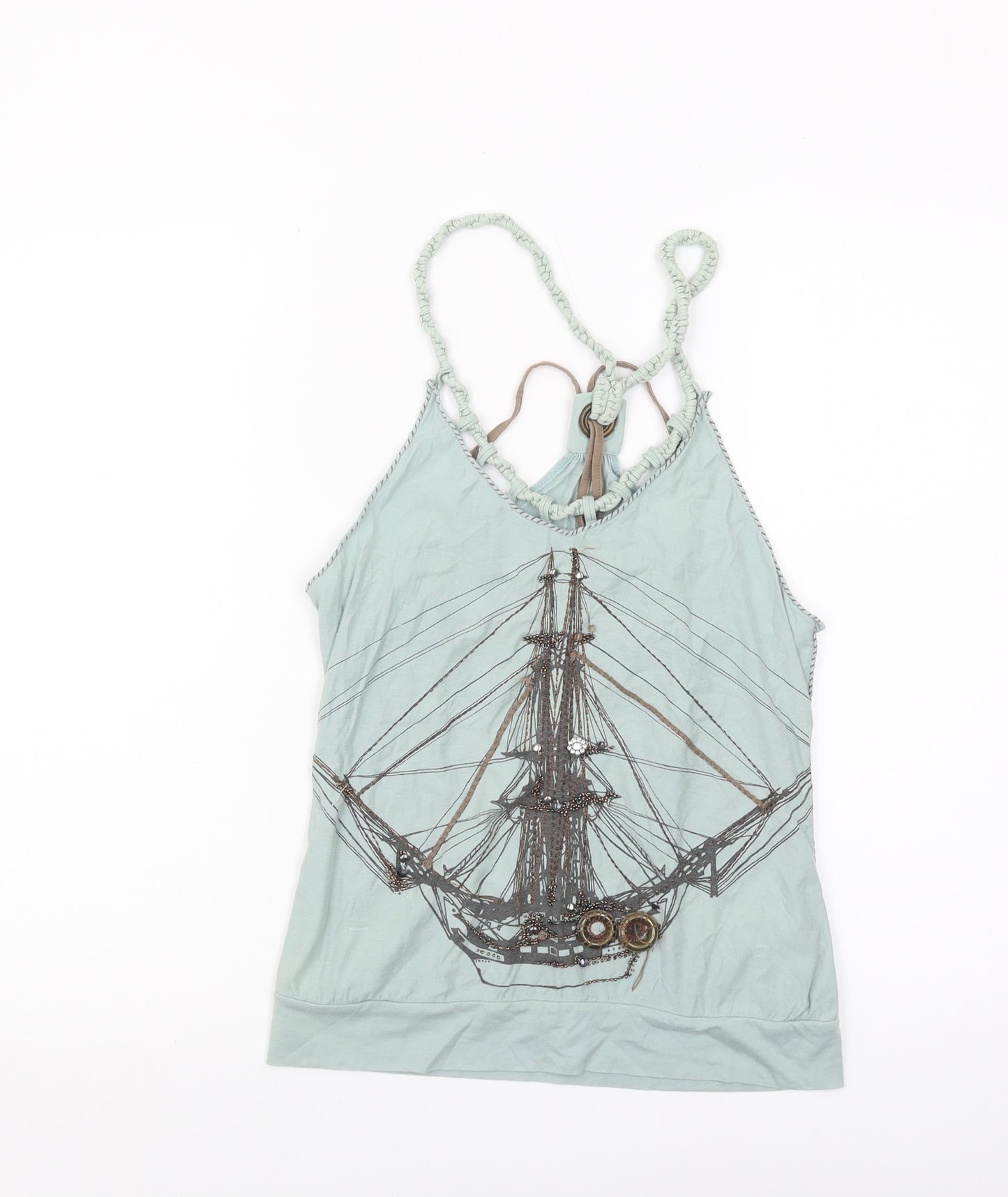 Karen Millen Women's Green Nautical Tank Top Size 8