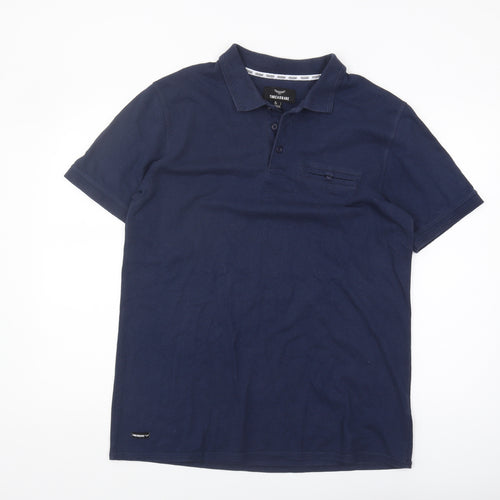 Threadbare Men's Blue Polo Shirt L Cotton Blend