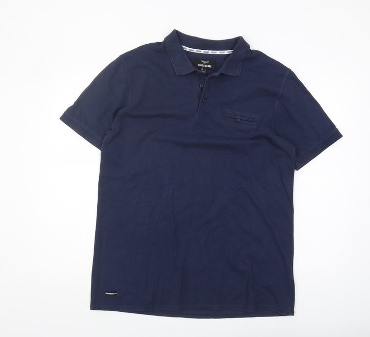 Threadbare Men's Blue Polo Shirt L Cotton Blend