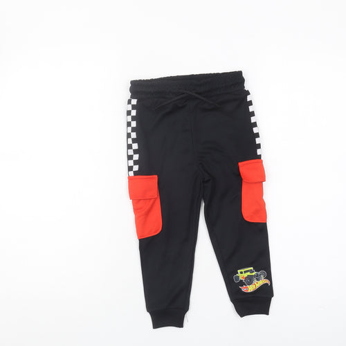 Hot Wheels Boys Cargo Trousers Black 2-3 Years Elastic Waist