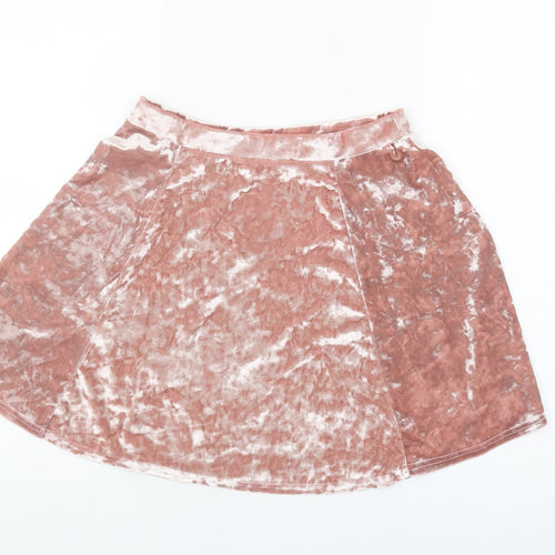 River Island Women's Pink A-Line Velvet Skirt Size 10