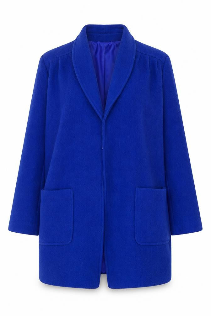 Front view of Paige Women's Blue Wool Blend Coat, size 16