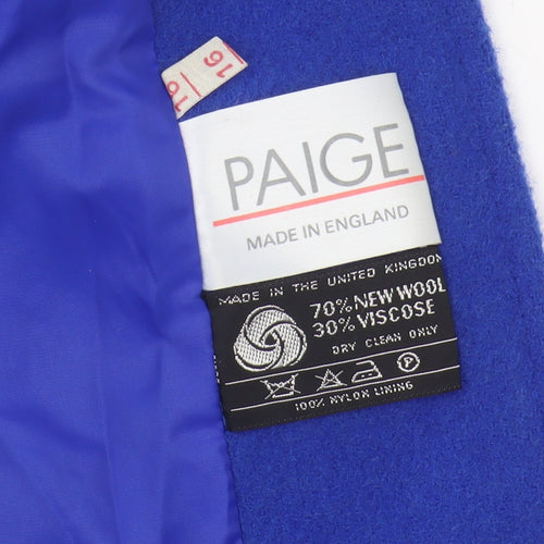 Paige Women's Blue Wool Blend Coat Size 16