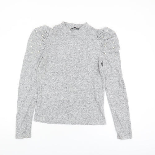 Zara Women's Grey Pullover Jumper Size M Mock Neck