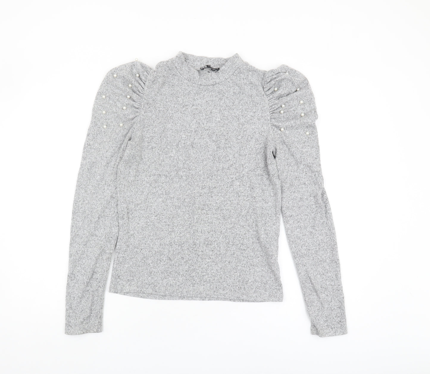 Zara Women's Grey Pullover Jumper Size M Mock Neck