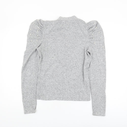Zara Women's Grey Pullover Jumper Size M Mock Neck