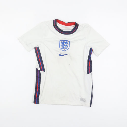 Nike Boys White Football T-Shirt S - Sports Style
