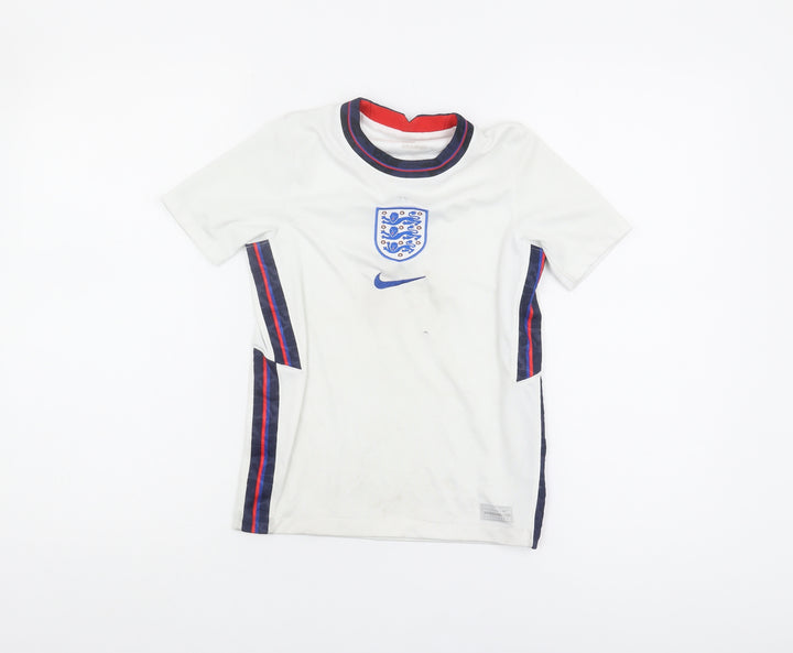 Nike Boys White Football T-Shirt S - Sports Style