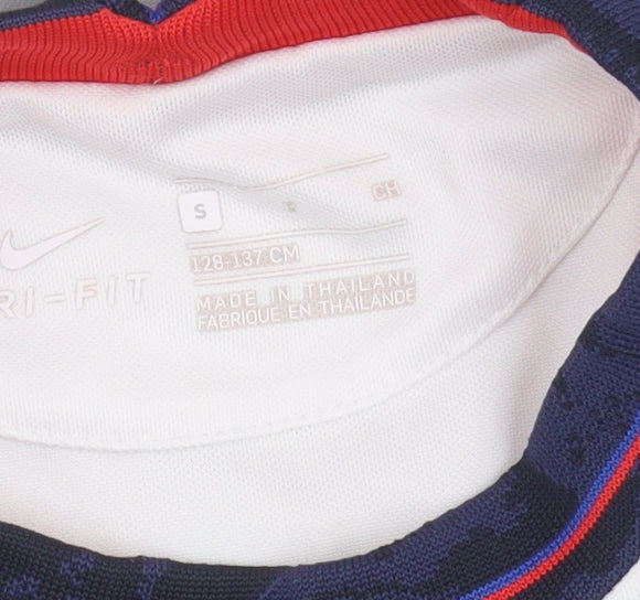 Nike Boys White Football T-Shirt S - Sports Style