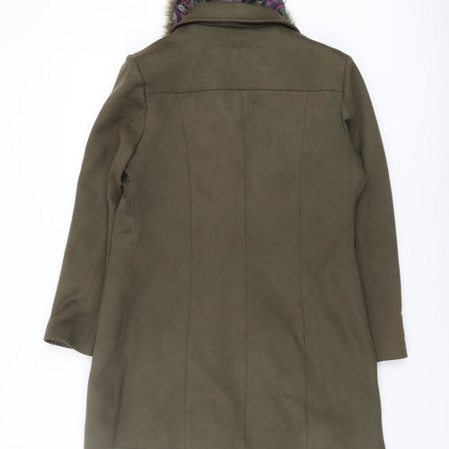 Sky Point Women's Brown Fur Trim Overcoat - L