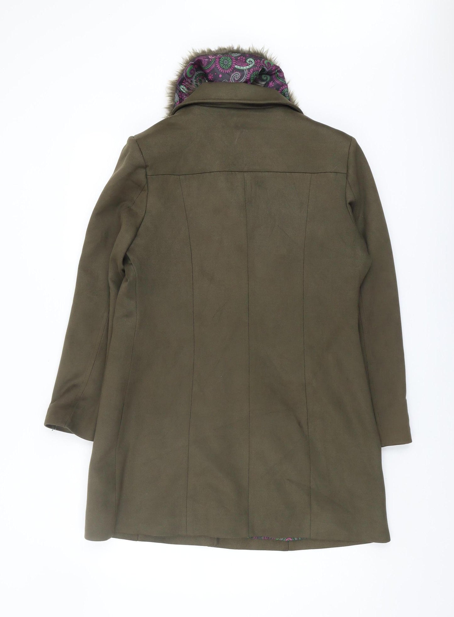 Sky Point Women's Brown Fur Trim Overcoat - L