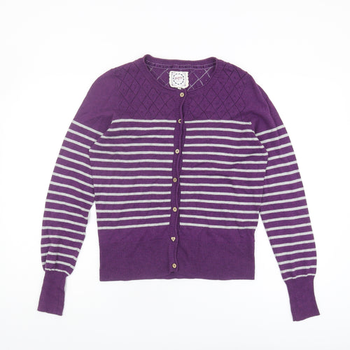Mantaray Women's Purple Striped Cardigan Size 12
