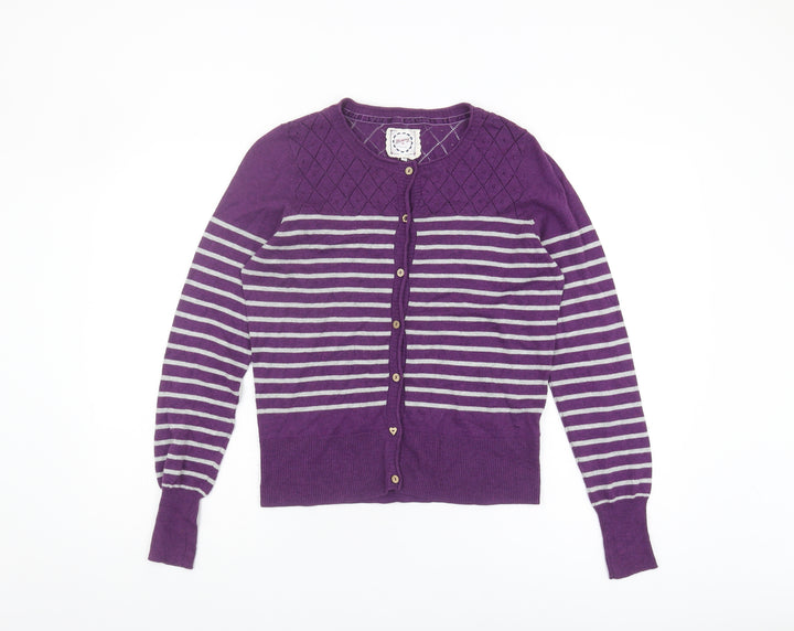 Mantaray Women's Purple Striped Cardigan Size 12