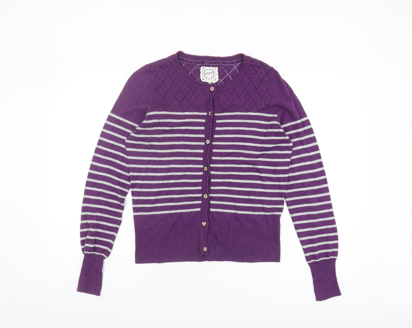 Mantaray Women's Purple Striped Cardigan Size 12