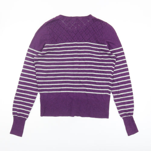 Mantaray Women's Purple Striped Cardigan Size 12