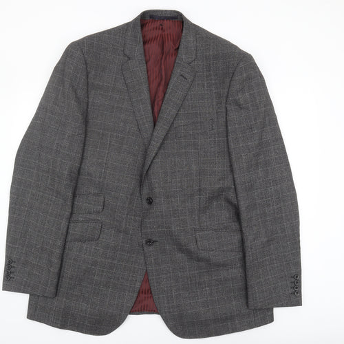 Marks & Spencer Men's Grey Check Wool Blazer 46L