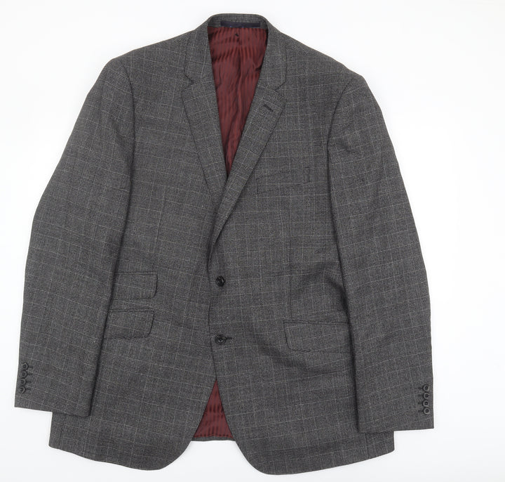 Marks & Spencer Men's Grey Check Wool Blazer 46L
