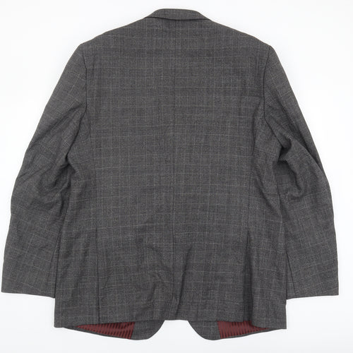 Marks & Spencer Men's Grey Check Wool Blazer 46L