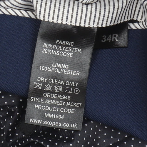 Skopes Men's Blue Suit Jacket, Size 34R Formal Notch Lapel
