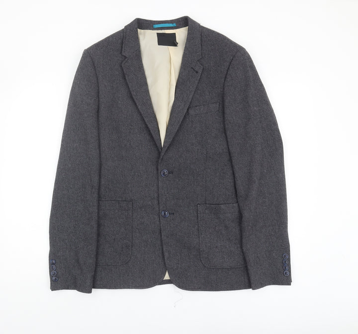 ASOS Men's Grey Regular Fit Herringbone Blazer 36