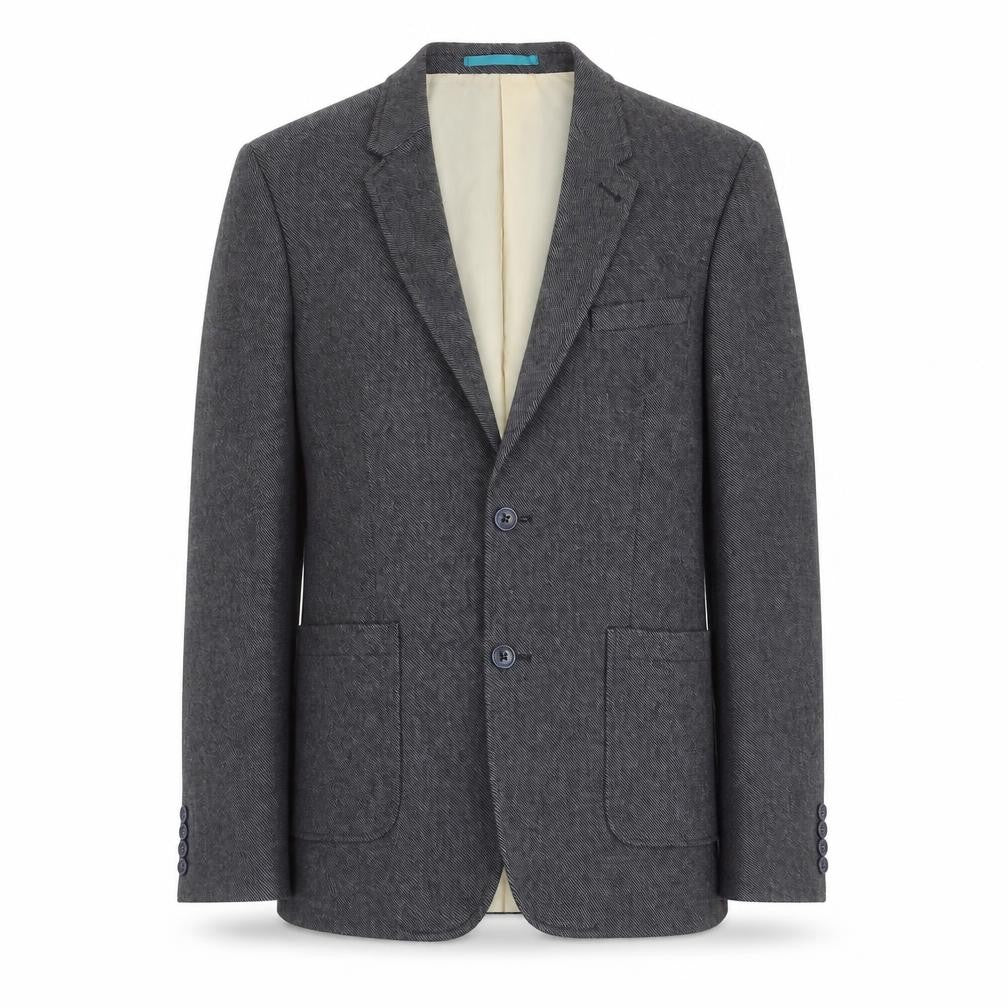 Front view of ASOS Men's Grey Regular Fit Herringbone Blazer 36
