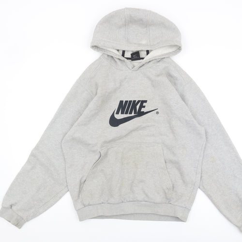 Nike Boys Grey Pullover Hoodie S - Logo, Hooded, Warm