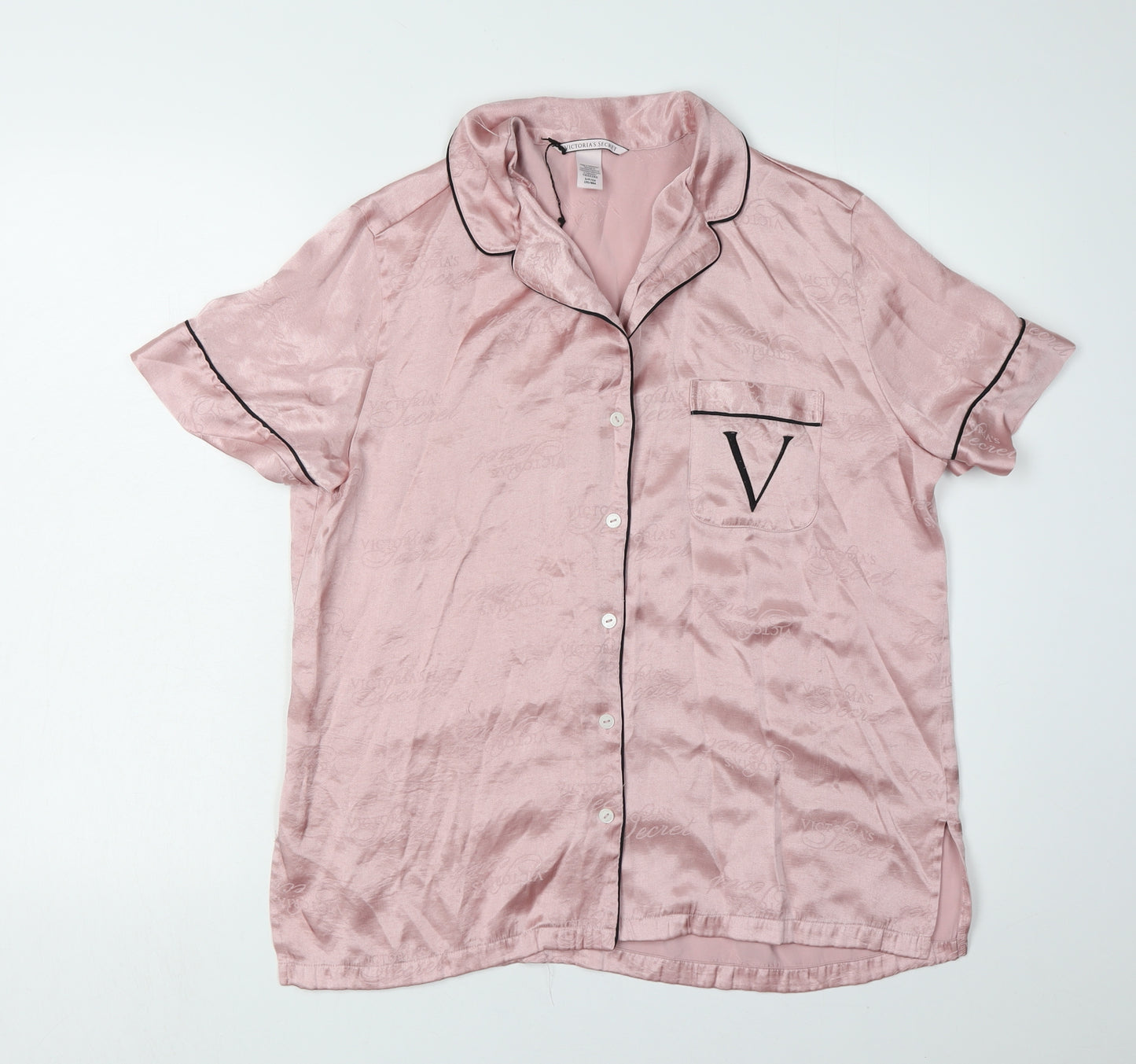 Victoria's Secret Women Pink Satin Pyjama Top S