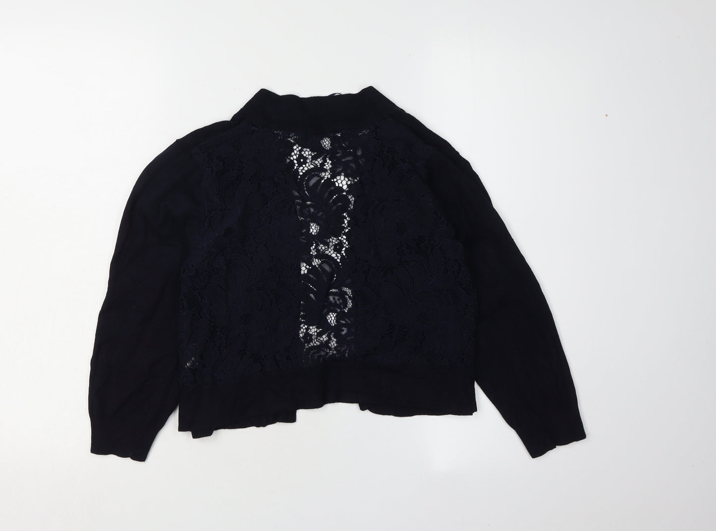 Roman Women's Black Lace Open Front Cardigan Size 12