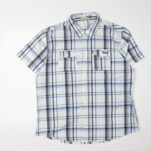 Lee Cooper Men's Blue XL Plaid Button-Up Shirt