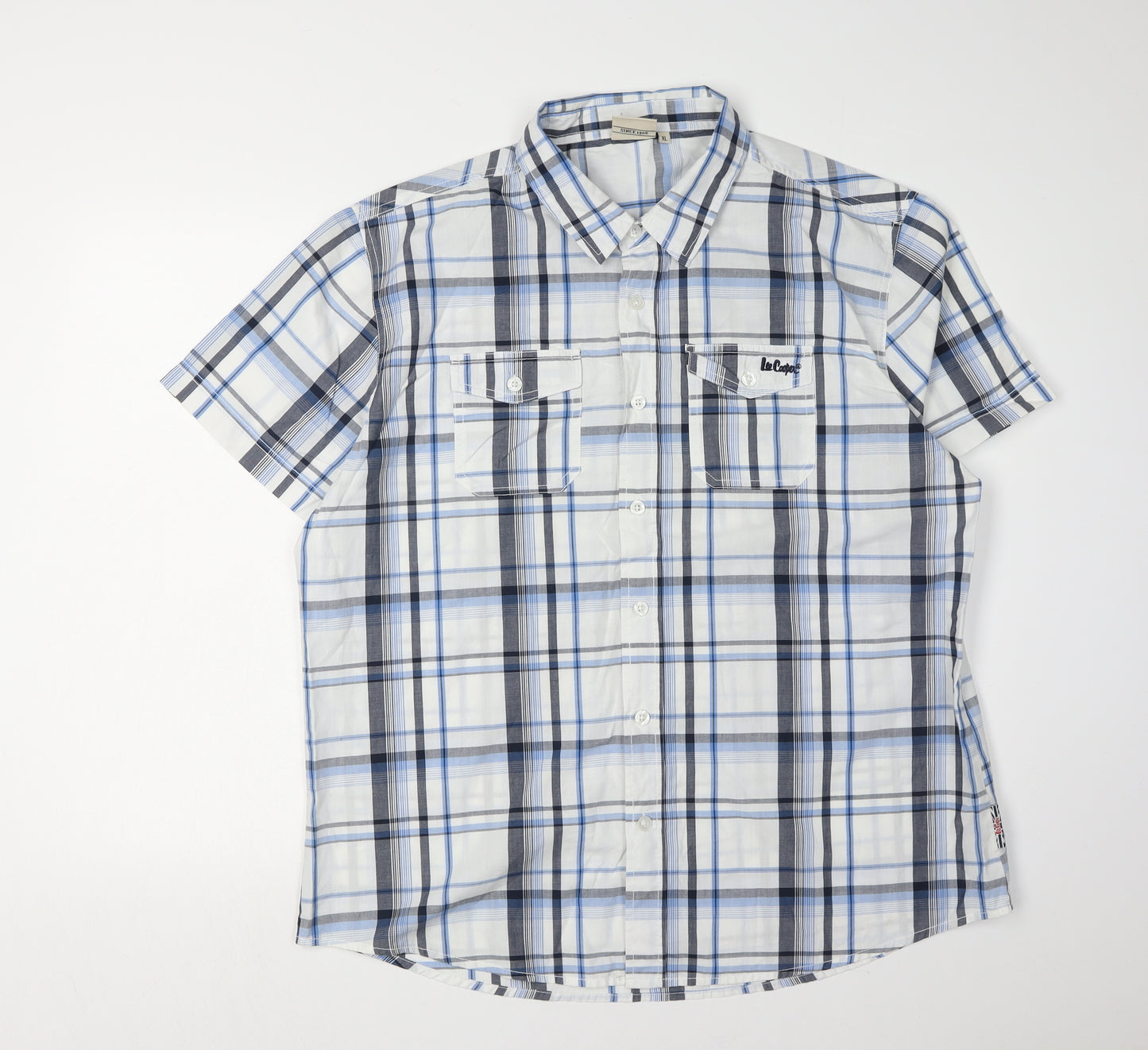 Lee Cooper Men's Blue XL Plaid Button-Up Shirt