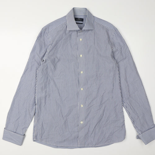 Next Men's Blue Striped Dress Shirt Size 15.5