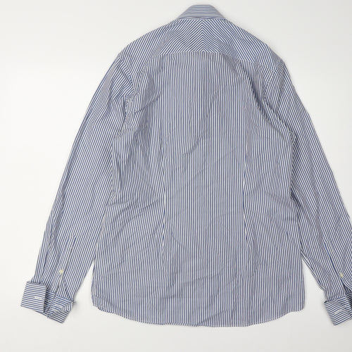 Next Men's Blue Striped Dress Shirt Size 15.5