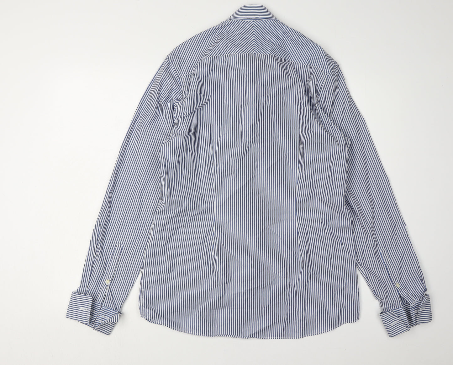 Next Men's Blue Striped Dress Shirt Size 15.5