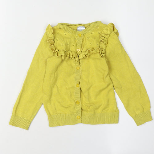 Palomino Girls Yellow Cardigan 3-4 Years Ruffle Casual Knit