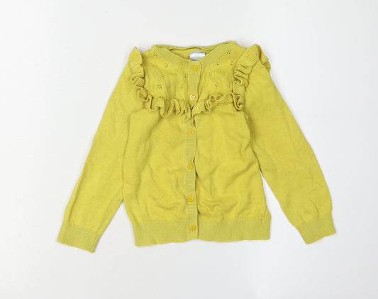 Palomino Girls Yellow Cardigan 3-4 Years Ruffle Casual Knit