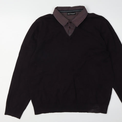 Marks and Spencer Men's Black Collared Pullover Jumper L