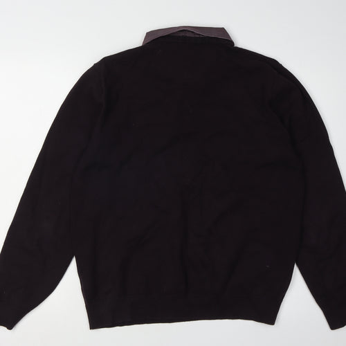 Marks and Spencer Men's Black Collared Pullover Jumper L