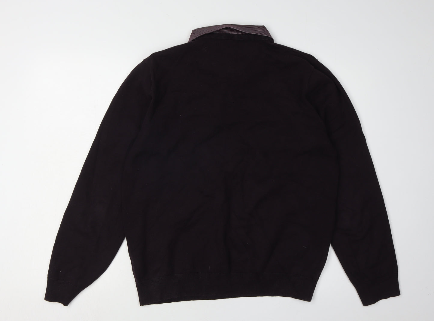 Marks and Spencer Men's Black Collared Pullover Jumper L