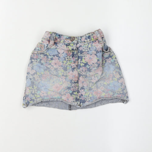 Next Girls Floral Denim Mini Skirt 3-4 Years