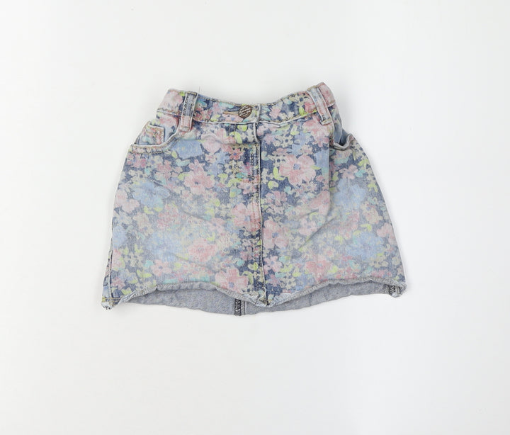 Next Girls Floral Denim Mini Skirt 3-4 Years