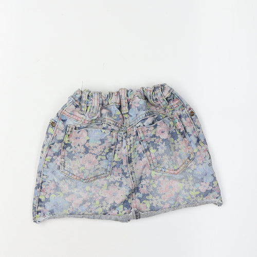 Next Girls Floral Denim Mini Skirt 3-4 Years