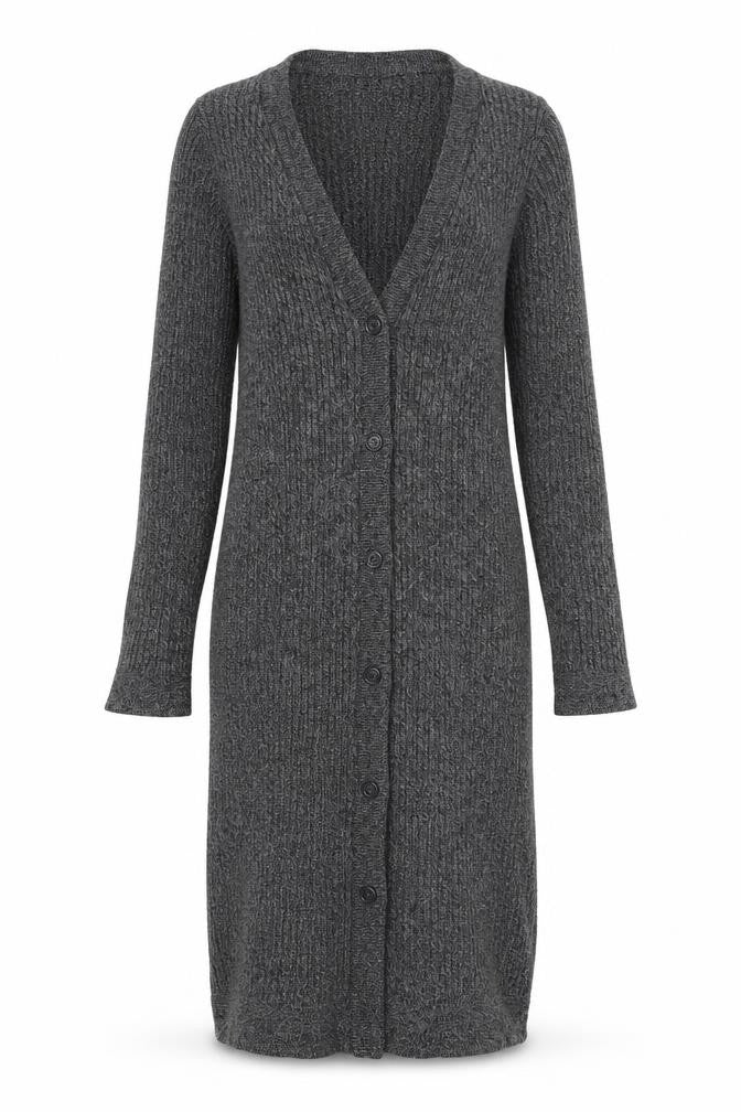 Front view of ASOS Petite Grey Cable-Knit Cardigan, size 10