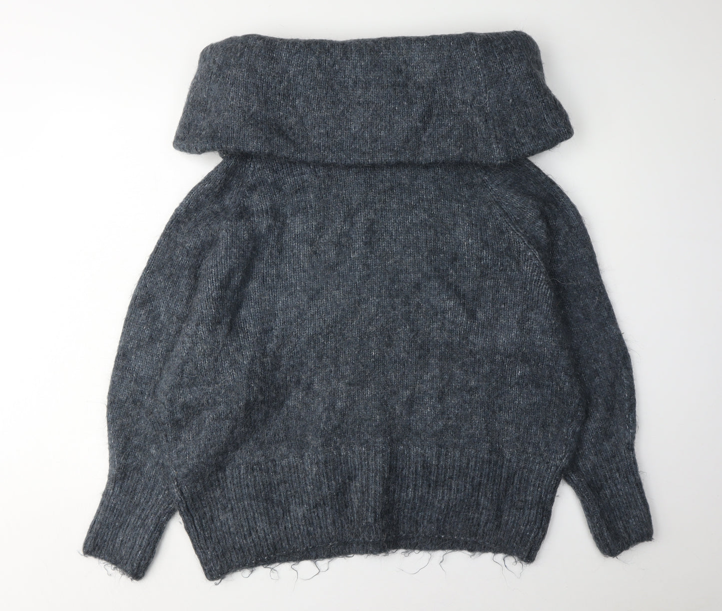 H&M Women's Grey Cowl Neck Chunky Knit Jumper Size L