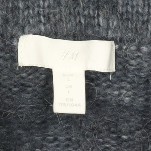 H&M Women's Grey Cowl Neck Chunky Knit Jumper Size L